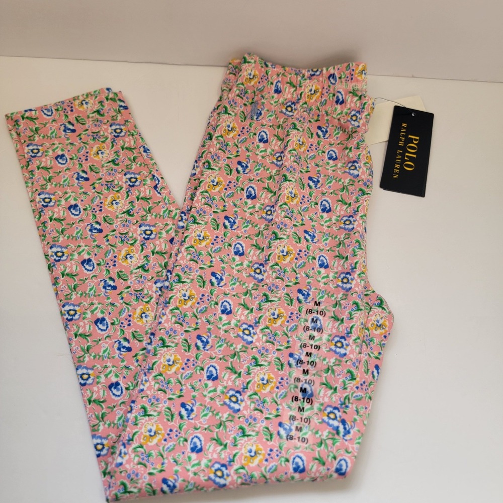 Polo Ralph Lauren Girls Pink Floral Leggings Size M 8-10 NWT Summer